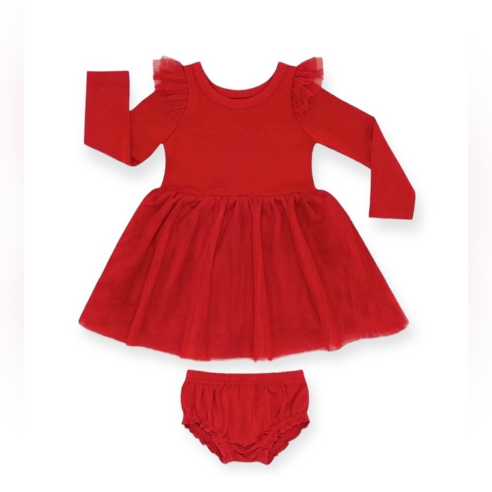 Little Sleepies Holiday Red Flutter Tutu Dress w/Bloomer - 3-6 months - Picture 2 of 8